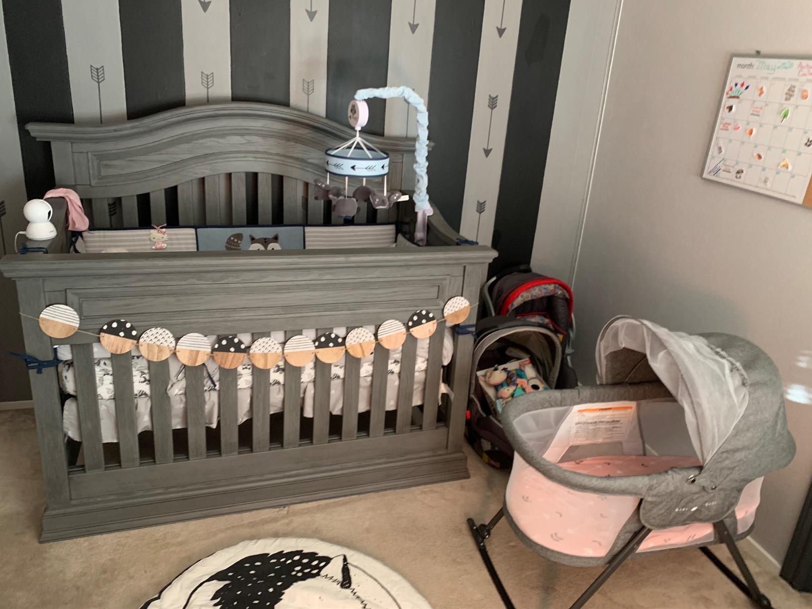 Baby Delight Slumber Deluxe Rocking Bassinet, Portable Baby Bassinet, Removable Canopy, Charcoal Tweed customer photo 1