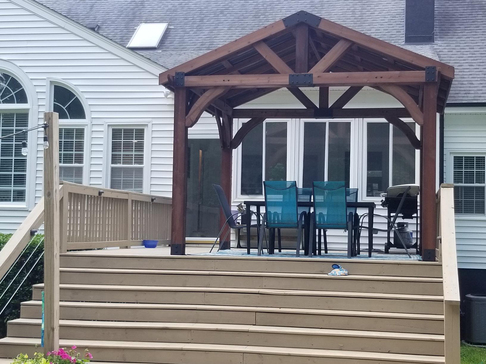 Backyard Discovery Arlington 12' x 12' Cedar Wood Outdoor Gazebo Pavilion with Hardtop Galvanized Steel Peak Roof, Snow Support, Wind Resistance, PowerPort, Shade for Garden, Patio, Deck, Entertaining customer photo 1
