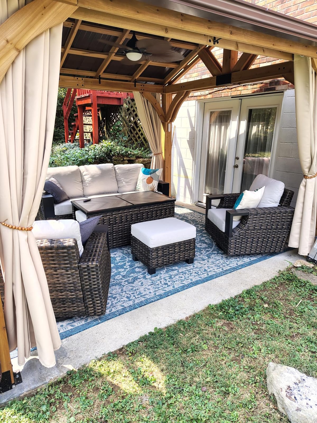 Backyard Discovery Arlington 12' x 12' Cedar Wood Outdoor Gazebo Pavilion with Hardtop Galvanized Steel Peak Roof, Snow Support, Wind Resistance, PowerPort, Shade for Garden, Patio, Deck, Entertaining customer photo 2
