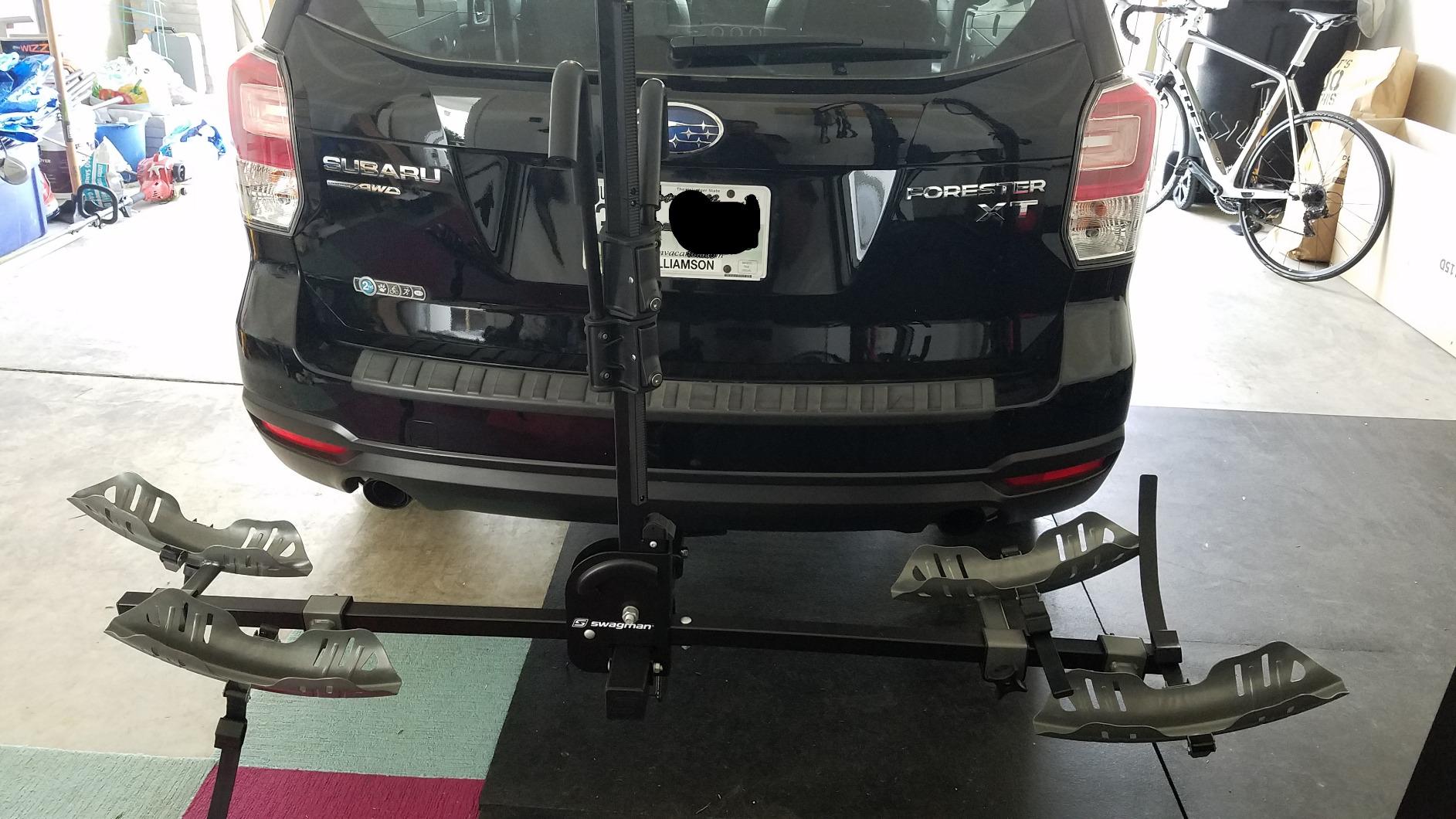 Swagman Quad 2+2 Hitch Mount Bike Rack – 4 Bike Platform Carrier, 45lbs per Bike, Removable Outer 2 Bike Rack, Locks & Folds, Secure Ratchet Hooks, Anti-Wobble Locking Hitch Pin, 2