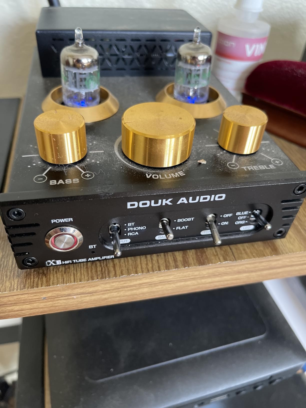 Douk Audio Tube Phono Amp: Bluetooth Receiver | 2-Channel Amplifier for MM Turntables | 160W×2 TDA7498E | Tone Control | for Desktop Vinyl HiFi Home Audio System (X1) customer photo 2