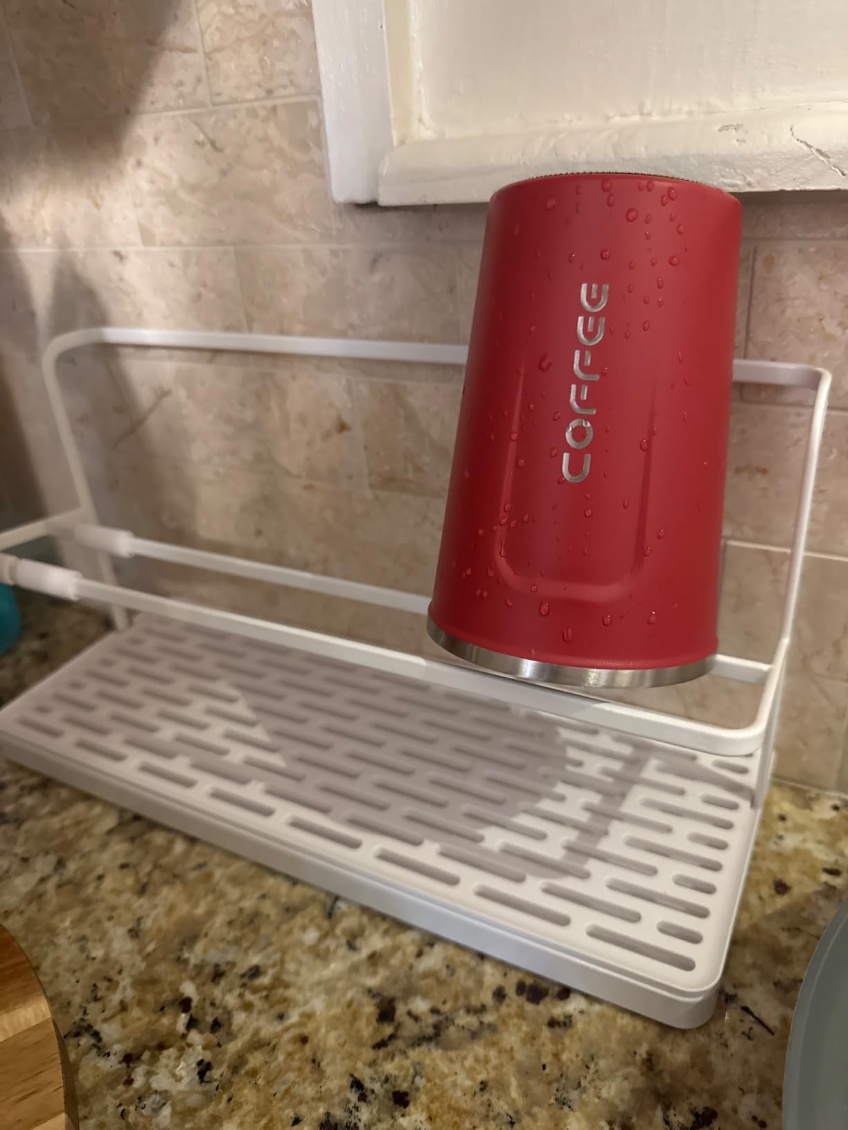 YAMAZAKI Home Two-Tier Bottle Drying Rack with Drainage Tray Stand, White customer photo 1