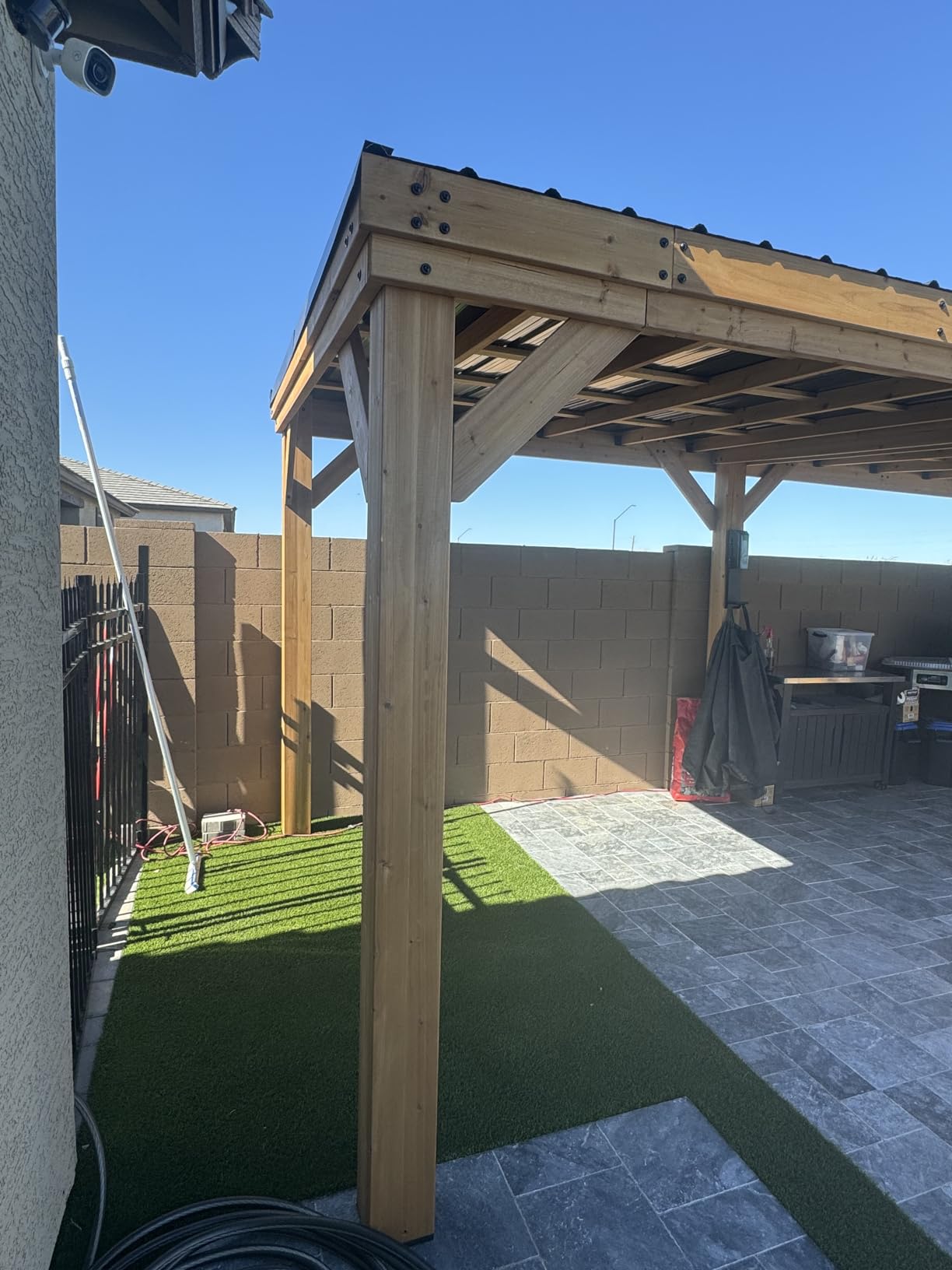 Backyard Discovery Saxony XL 12' x 6' Cedar Wood BBQ Grill Gazebo Pavilion with Hardtop Galvanized Steel Roof, Bar Tops, Powerport, Snow Support, Wind Resistance, Cook Station for Outdoor Patio, Deck customer photo 2