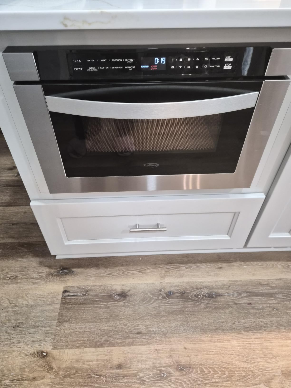 KoolMore 24 Inch Stainless-Steel Microwave Drawer with 1.2 cu. ft. Capacity, 1000W Power with 10 Custom Cooking Levels, Memory, and Timer Functions, Wall-Mounted with Flat Bottom (KM-MD-1SS) customer photo 1