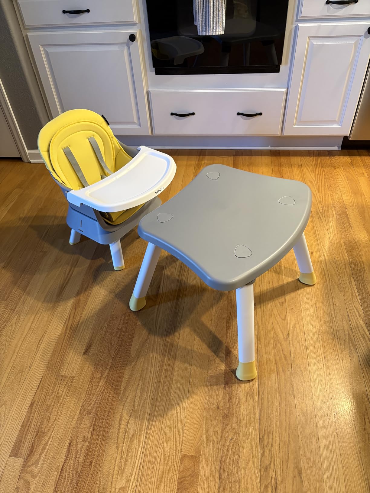 BABY JOY Baby High Chair, 8 in 1 Convertible Highchair for Babies & Toddlers | Booster Seat | Table and Chair Set | Building Block Table | Toddler Chair with Safety Harness, Removable Tray (Gray) customer photo 2