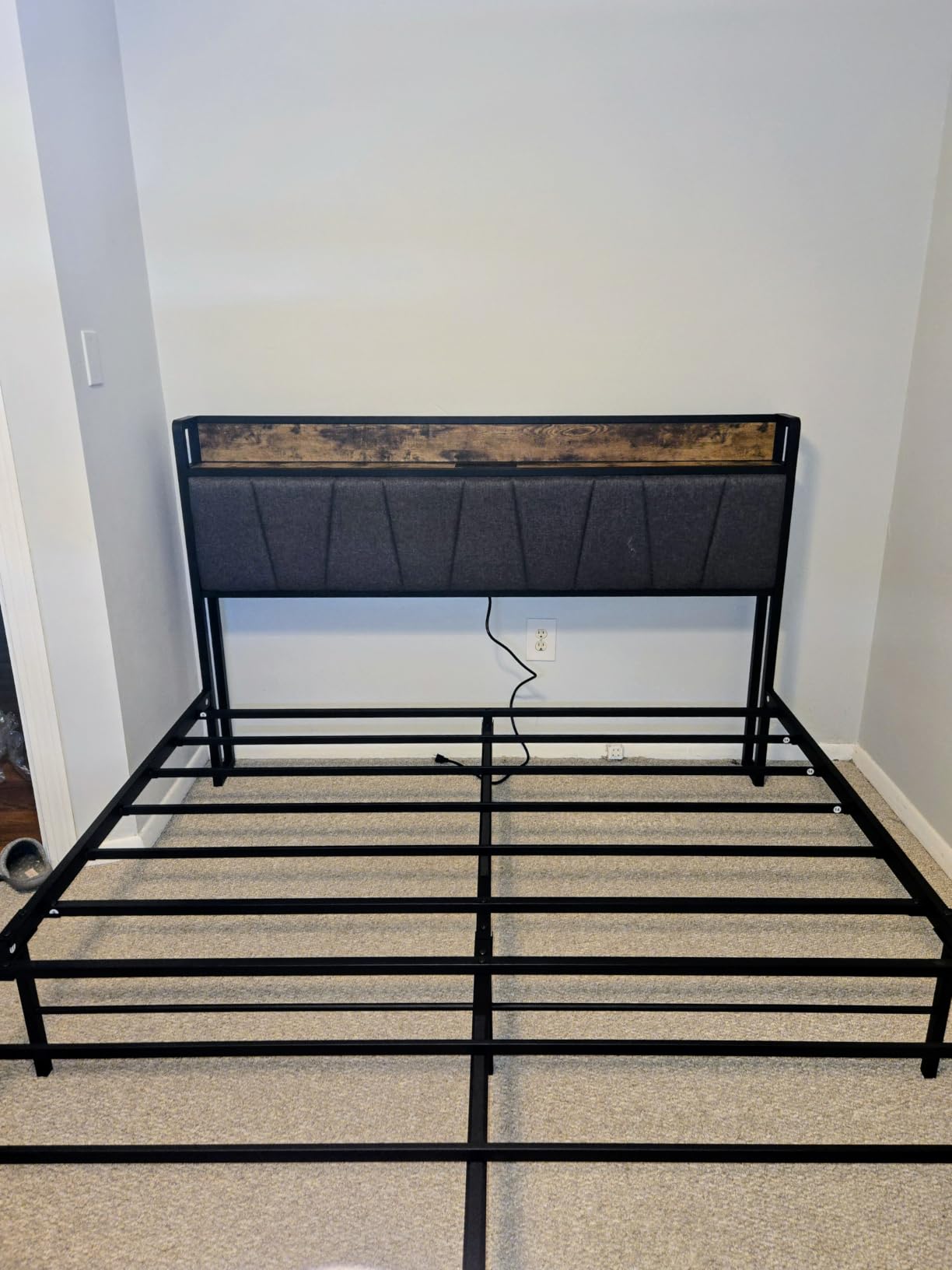 LIKIMIO Twin Size Bed Frame with Storage Headboard and Charging Station customer photo 1