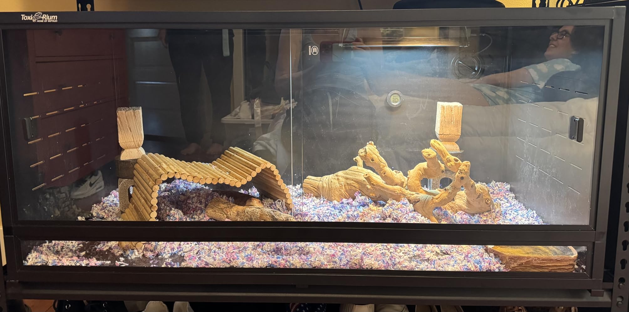 Reptile Terrarium 120 Gallon Large, PVC Enclosure Breeding Tank for Bearded Dragon Gecko Lizard Snake, Wide Breeding Lounge Vivarium Area with Ventilation, Suit for Juvenile to Adult Reptiles customer photo 2