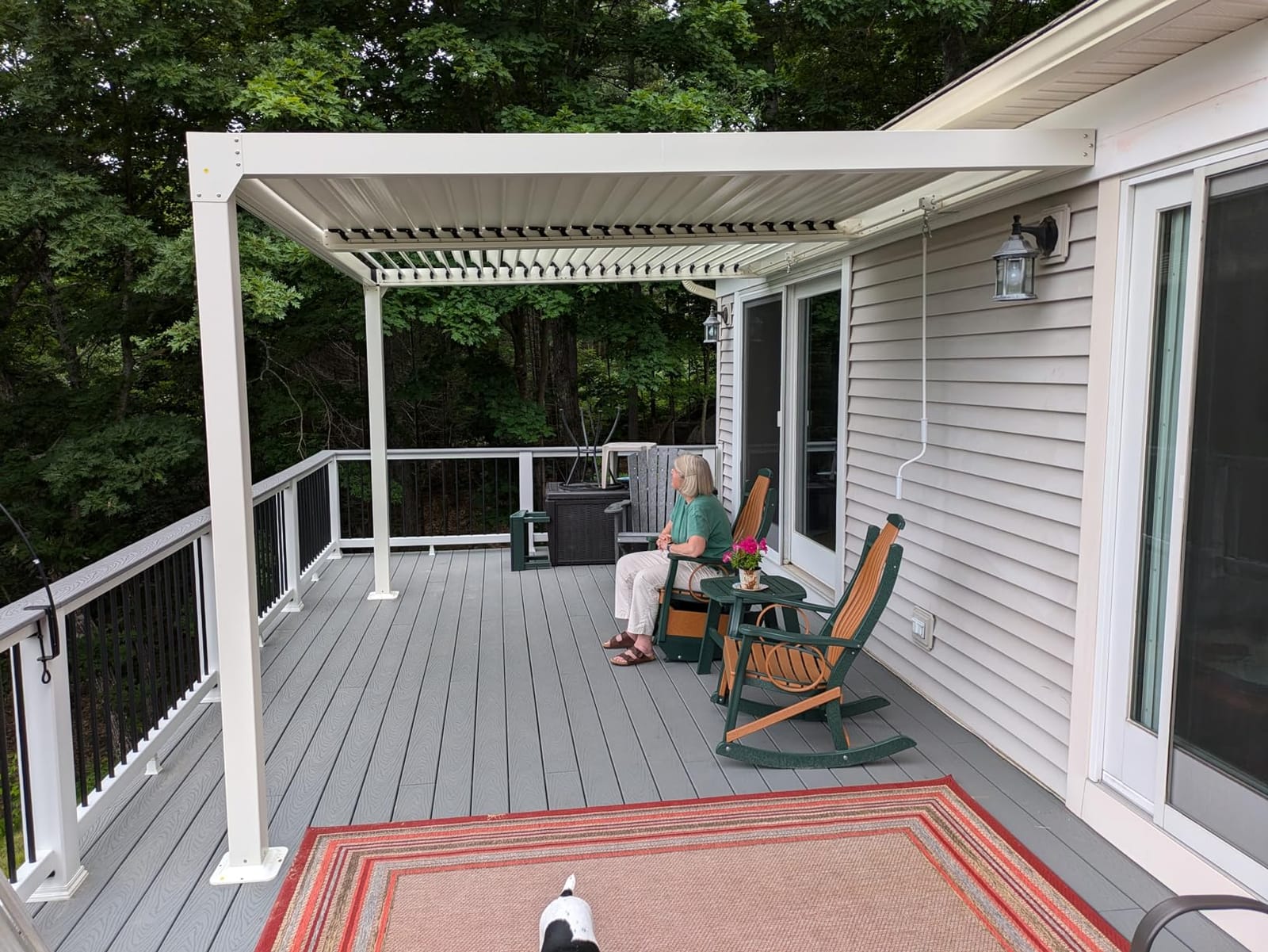 BPS 13 x 10 ft. Outdoor Aluminum Wall Mounted Louvered Pergola, Dark Gray customer photo 1