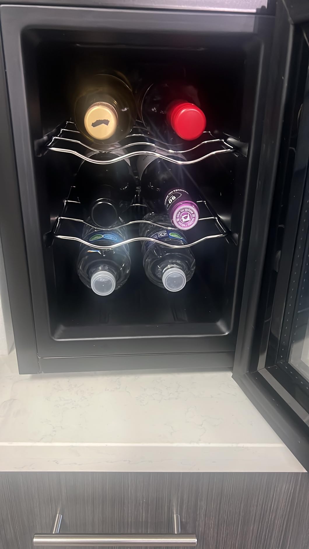 KingChii 6 Bottle Thermoelectric Wine Cooler Refrigerator Advanced Cooling Technology, Stainless Steel & Tempered Glass For Red Wine, Champagne for Home, Kitchen, or Office customer photo 1