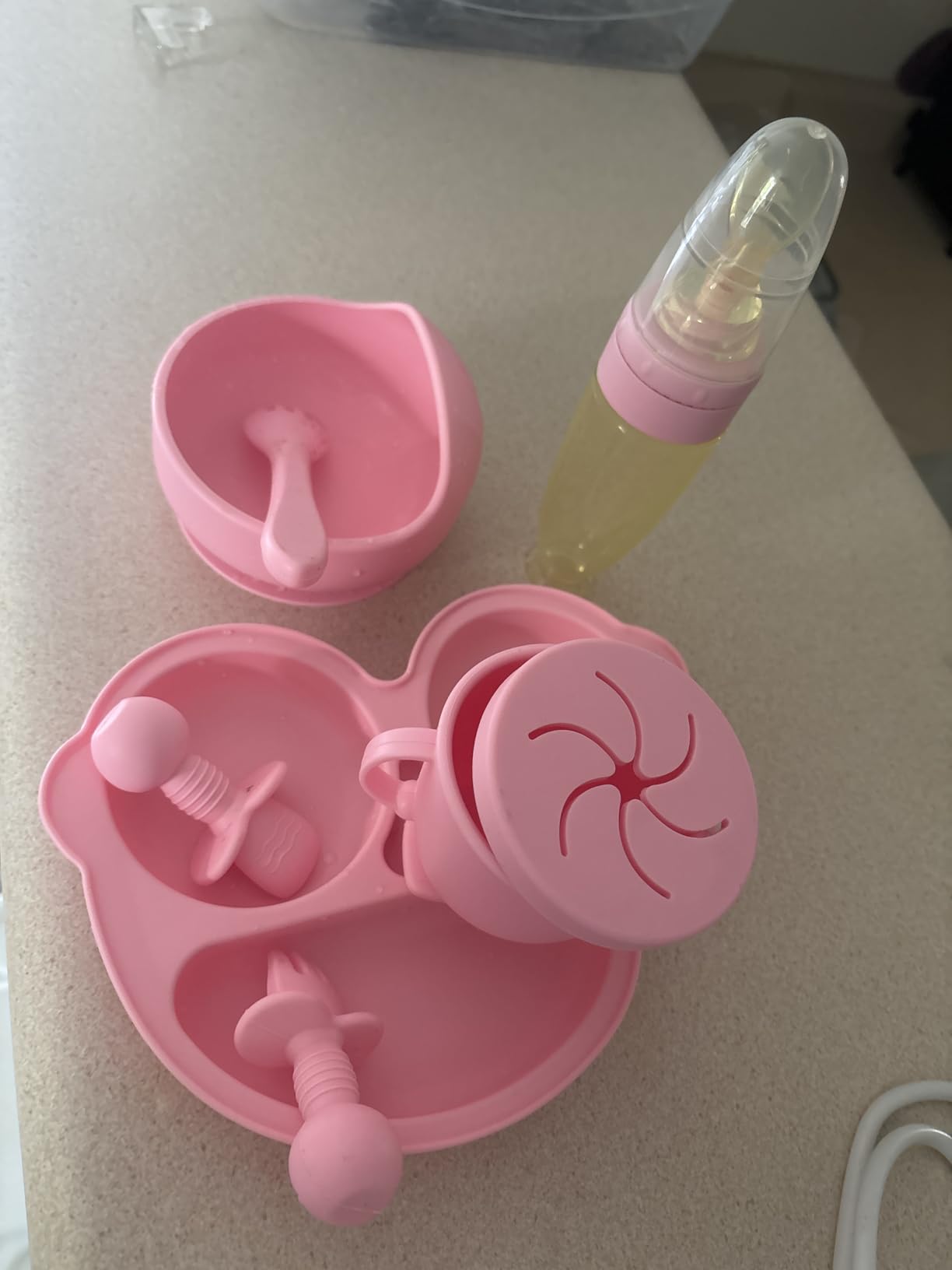 Silicone Baby Feeding Set,Miicasa Baby Led Weaning Supplies Kit With Suction Bowl & Car Plate, Bib, Spoon, Fork, Cup - Food-Grade Silicone, Dishwasher-Safe, No BPAs - For 3+ Months customer photo 2