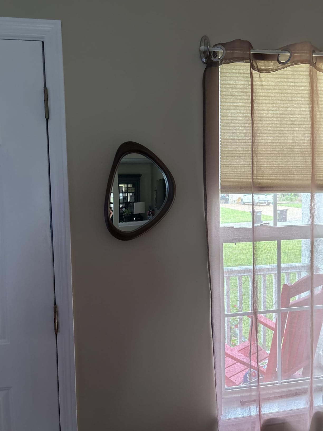 Irregular Wall Mirror, 15*10in Asymmetrical Wood Mirrors, Small Wall Mirror customer photo 2