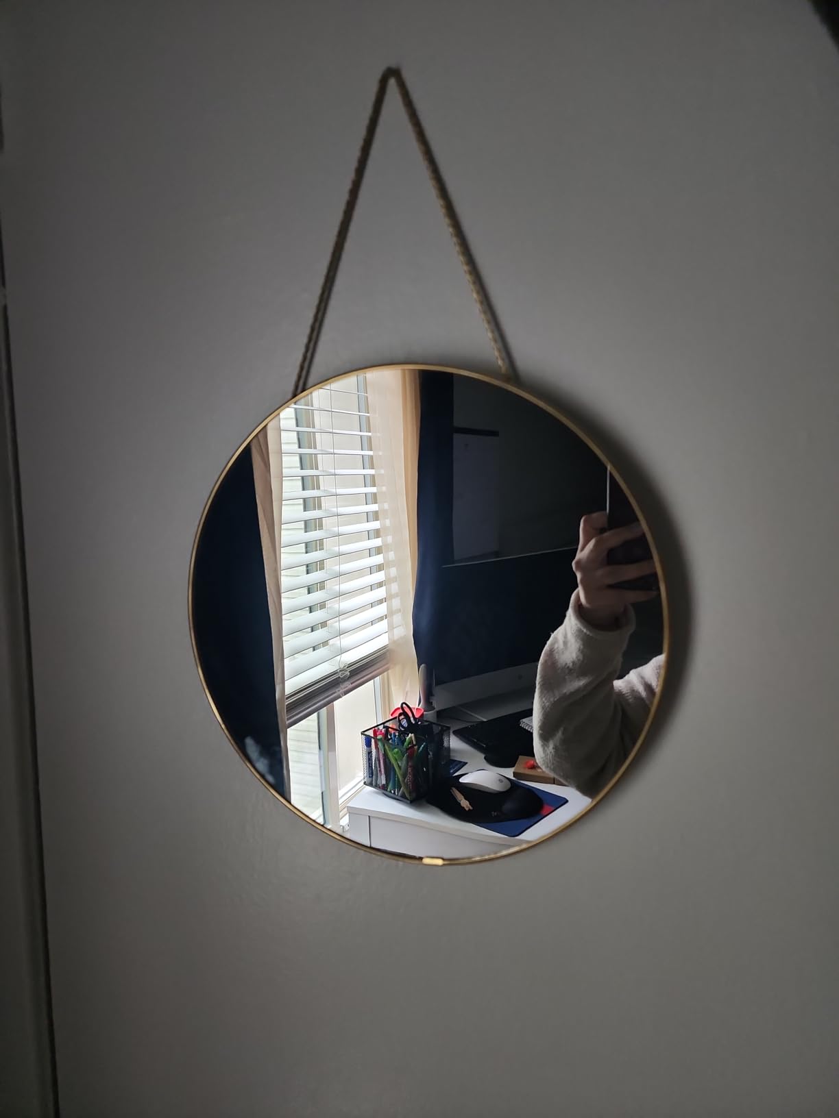YCHMIR 11.8-inch Small Round Wall Mirror, Gold Bathroom Mirror customer photo 2
