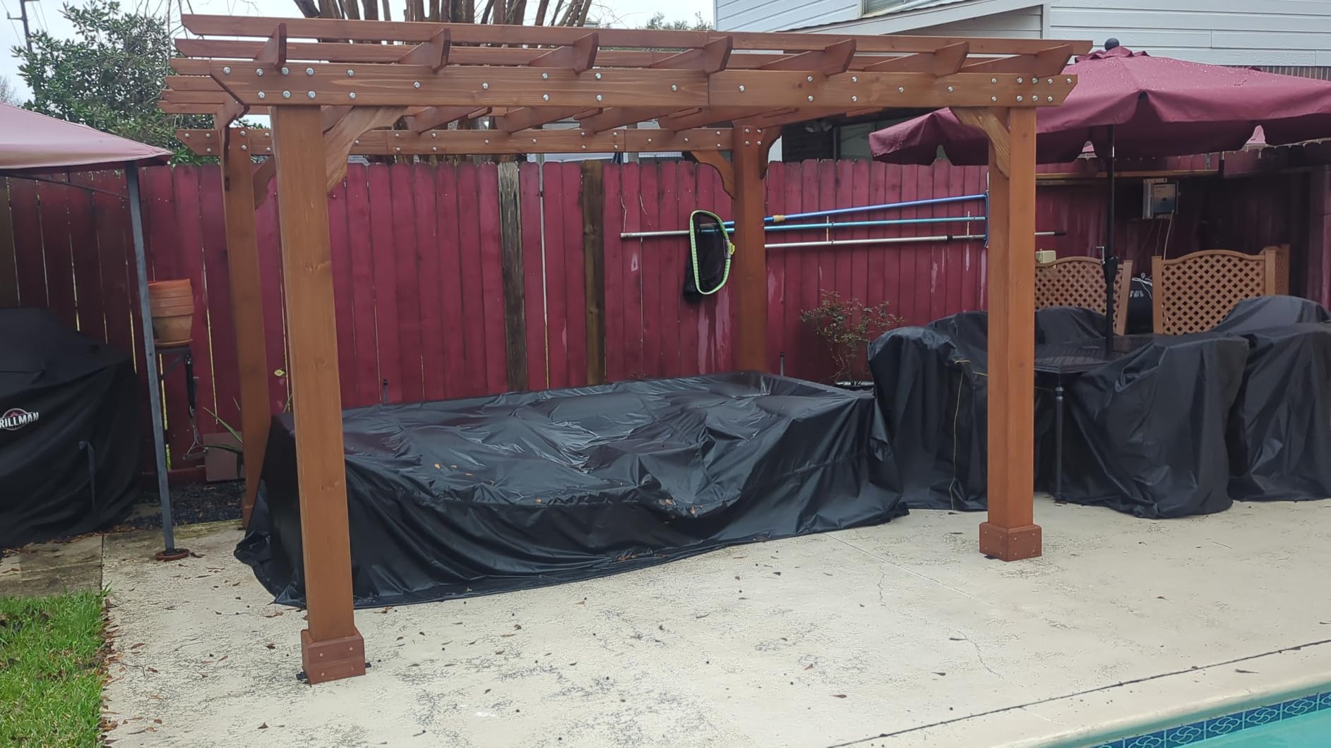MUPATER 10x12 FT All Cedar Wooden Pergola, Kit with Stakes, Quality Supported Structure, Snow and Wind Supported,Outdoor Pergola with Cedar Framed for Backyard, Deck, Lawn customer photo 2