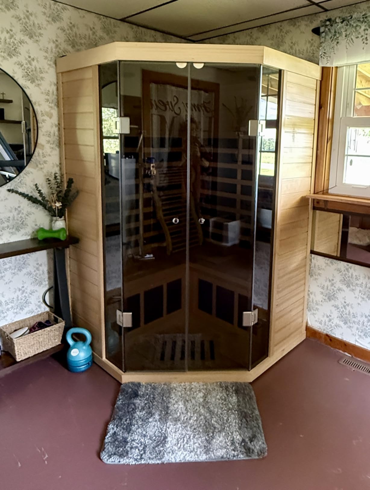 Smart Infrared Sauna 2 Person, 1780w Indoor Sauna Room with APP & LCD Panel Control, 0-5mg Low Emf Far Infrared Sauna for Home, Chromatherapy Light, Bluetooth Speaker, Insulation Cover, Reading Light customer photo 2