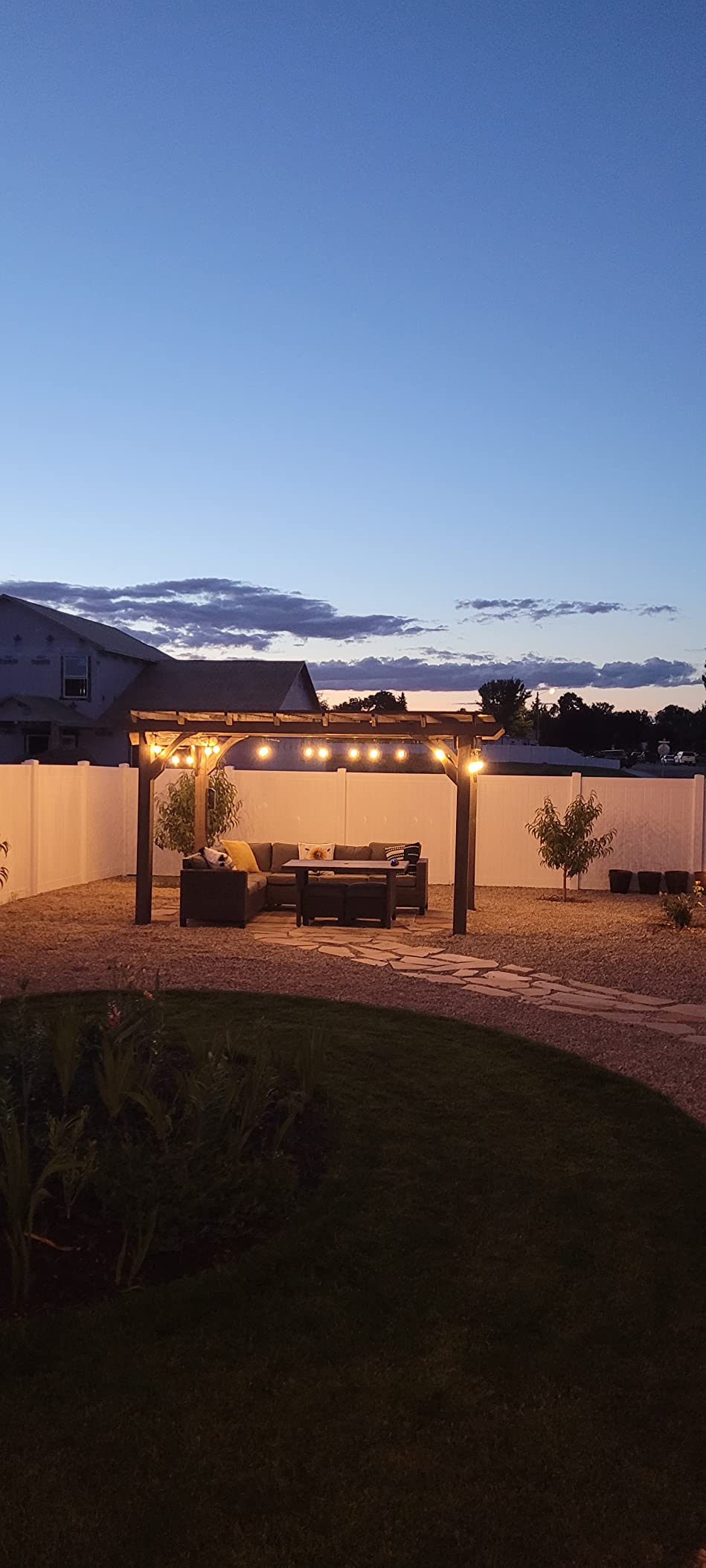 Backyard Discovery Somerville 14 x 10 Walnut All Cedar Pergola, Durable, Quality Supported Structure, Snow and Wind Supported, Rot Resistant, Electrical Outlet with USB, Deck, Garden, Patio customer photo 2