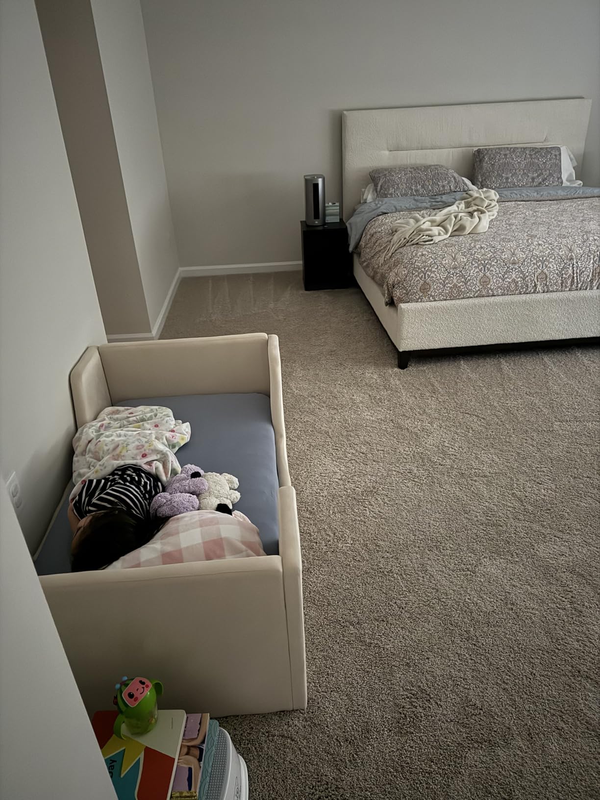 allamazing Toddler Bed, Toddler Floor Bed Frame with Guard Rails, Kids Beds for Ages 2-6 Years, Small Bed for Kids Girls and Boys, Standard Crib Mattress Toddler Beds, Certified Fabric Beds customer photo 2