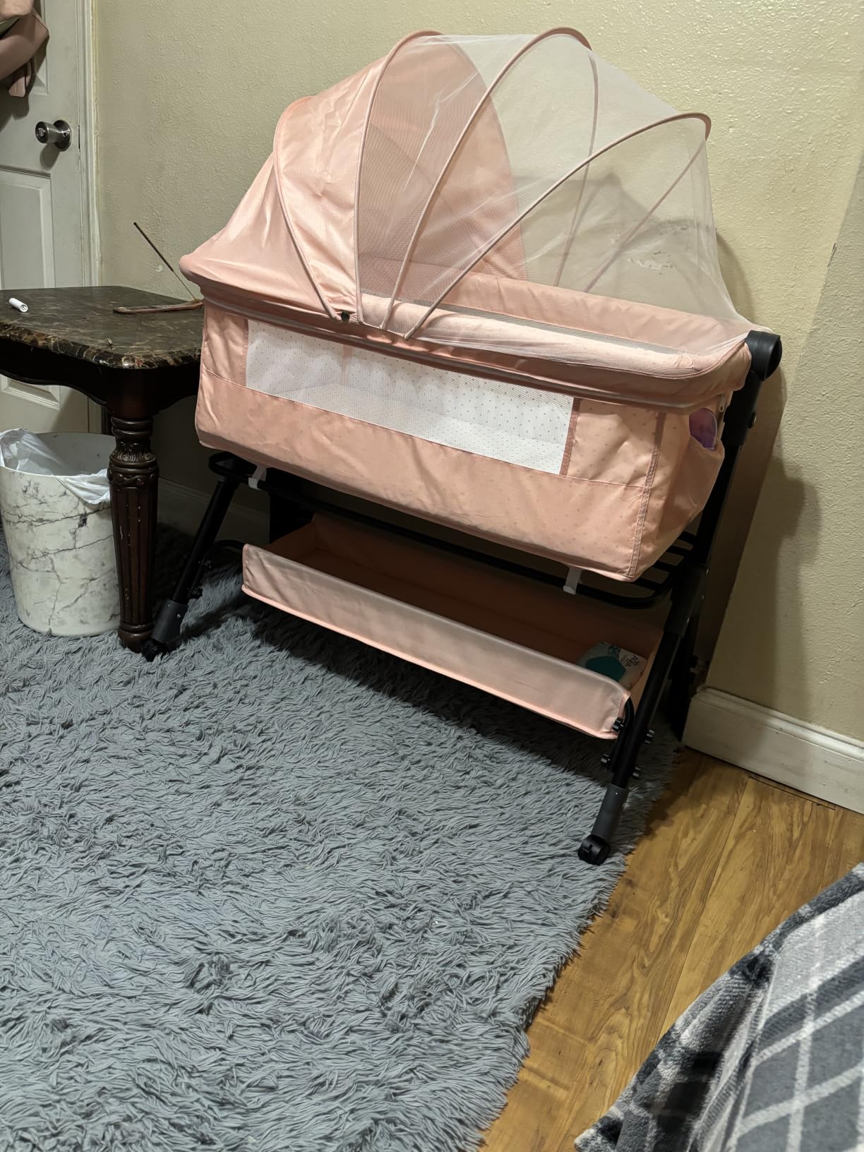 BCOL Baby Bassinet, Bedside Bassinet for Baby, 3 in 1 Bassinet Bedside Sleeper with Wheels, Mosquito Net, Adjustable Easy Folding Portable Bed for Infant Newborn (Dark Grey) customer photo 1