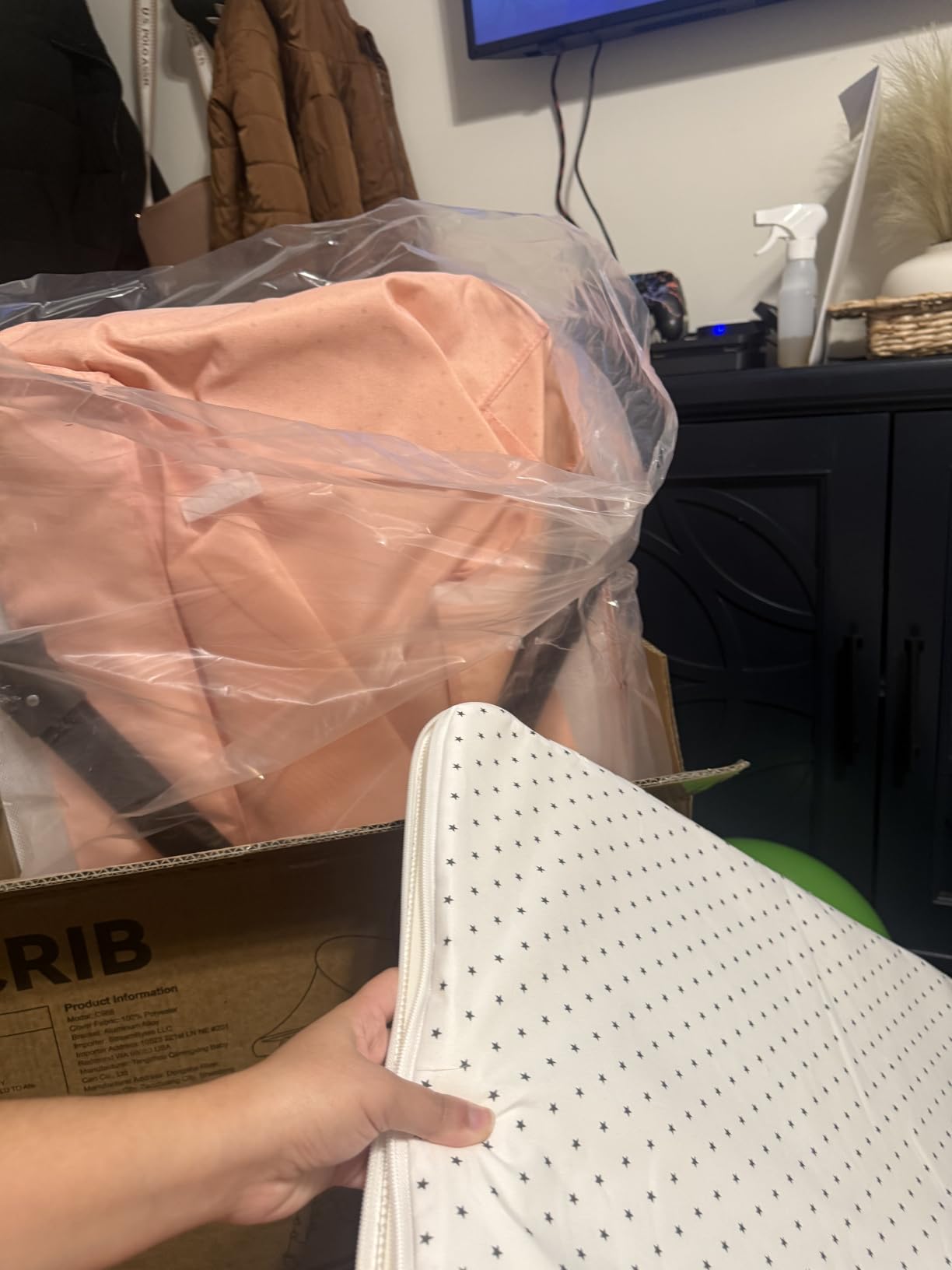 BCOL Baby Bassinet Sleeper, Adjustable Baby Crib, Rocking Bassinets Bedside Sleeper, Easy to Fold Portable Crib Side Bassinet with Breathable Mesh and Wheels (Pink) customer photo 1