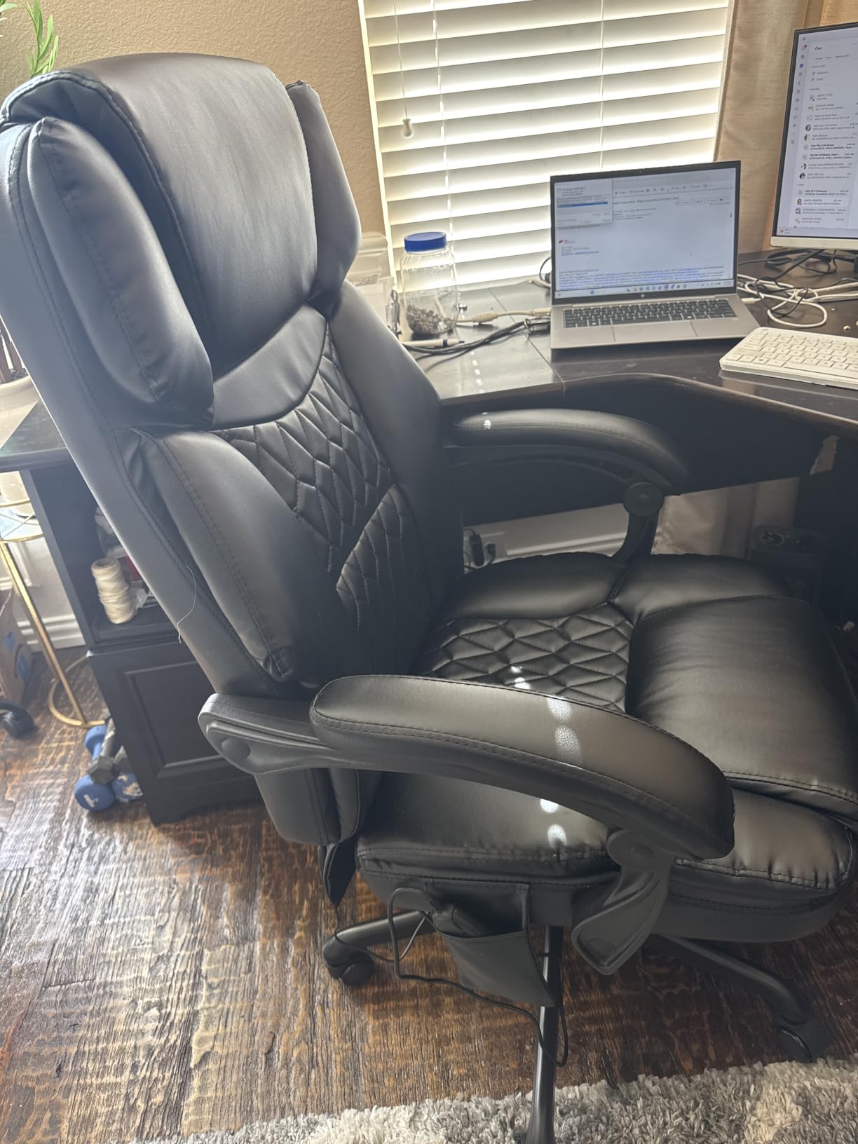 Massage Office Chair with Foot Rest 6 Points Vibration and Heat Home Office Desk Chairs for Heavy People 400lbs Reclining Managerial Chairs Ergonomic Executive Chair (Black) customer photo 2