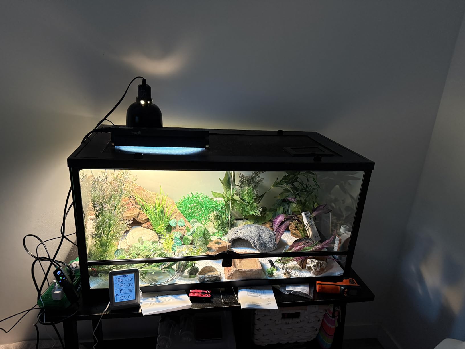 T5 Reptile Light Fixture Combo Kit 24W Light Fixture Reptile Terrarium Hood 10.0 UVB Light Bulb Fluorescent Tube Ideal for Tropical and Deserts Such as Bearded Dragon Lizards and Tortoises customer photo 1
