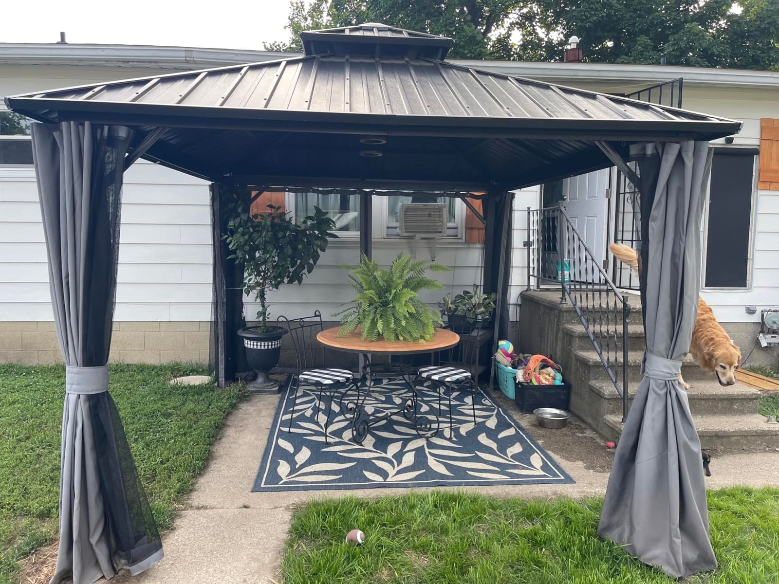 Aoxun Gazebo 12x12 Hardtop Gazebo with Double Galvanized Steel Roof, Gray customer photo 1