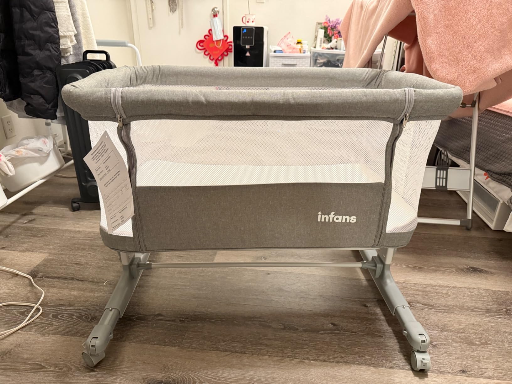 INFANS 3 in 1 Baby Bassinet Bedside Sleeper with Manual Rocking, Beige customer photo 1
