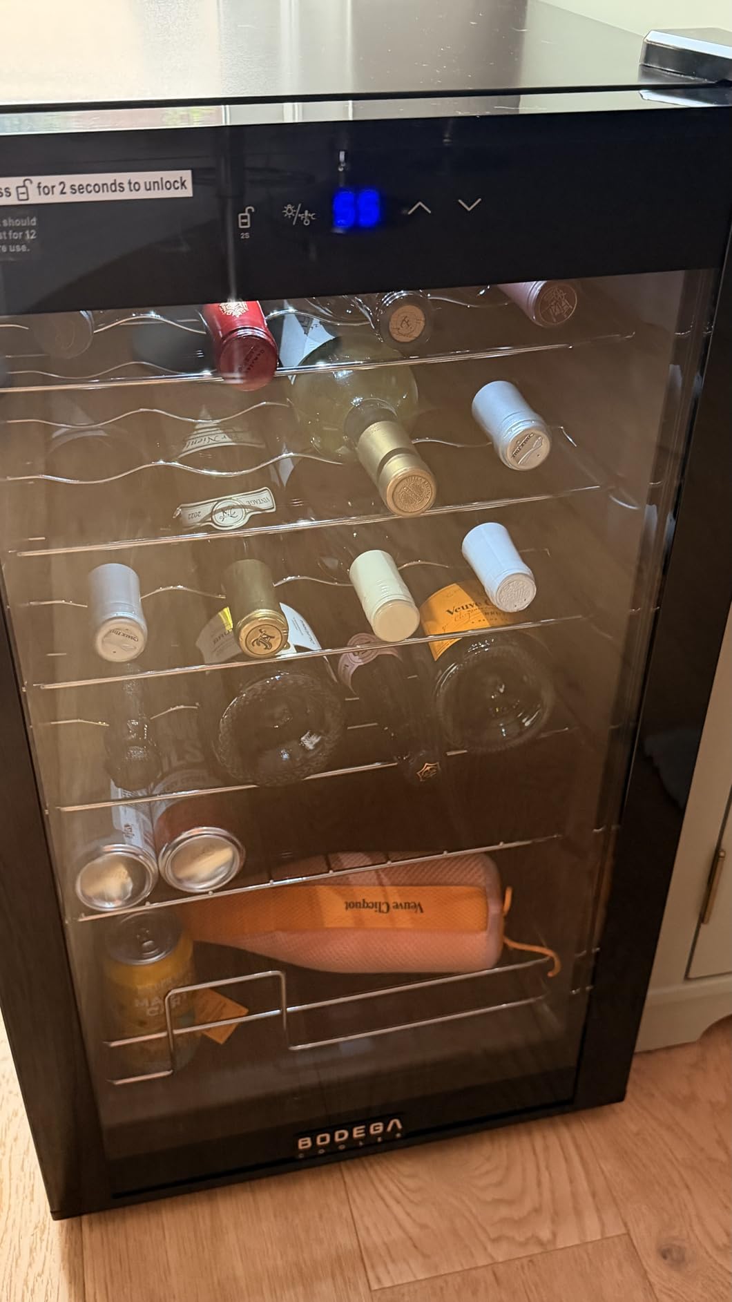 BODEGA 15 Inch Dual Zone Wine Fridge, 30 Bottle, Black 15” Wine Cooler Under Counter For Home and Kitchen, With Double-Layer Glass Door, Wine Refrigerators Free standing with Temperature Control. customer photo 2