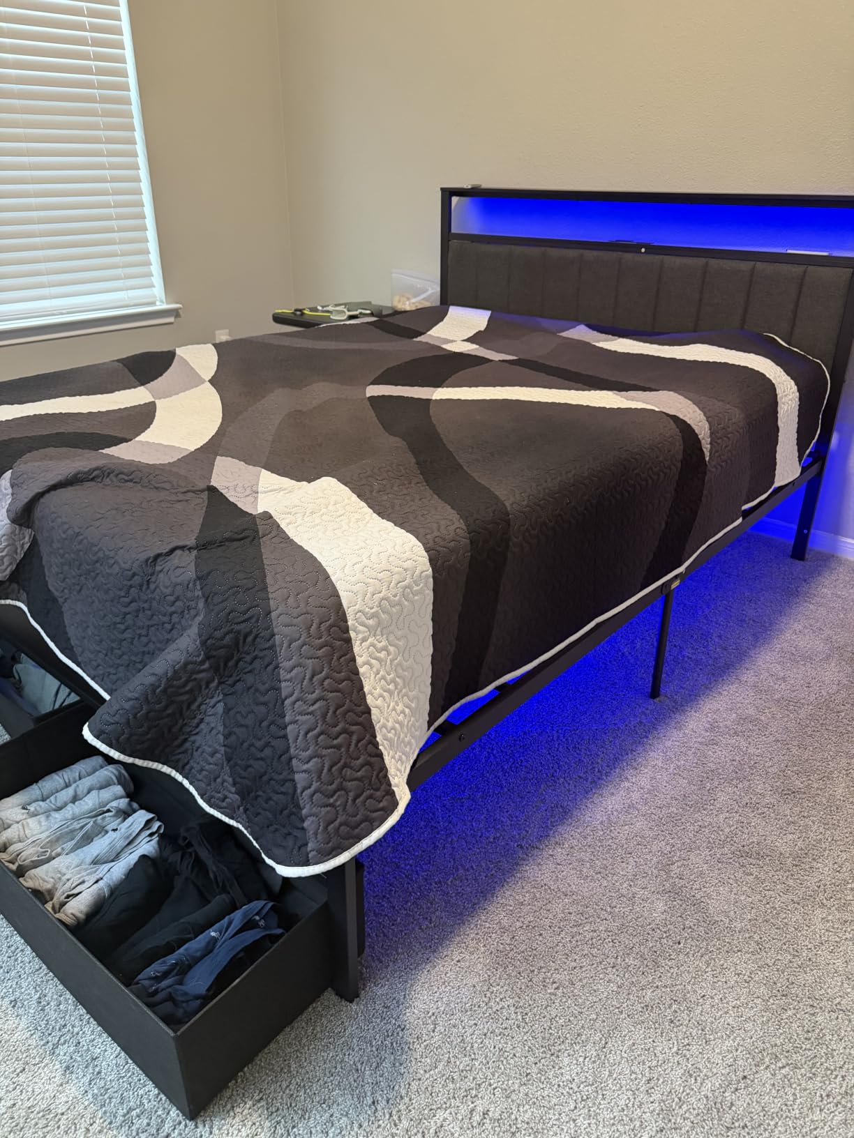 Furnulem Twin Bed Frames with Storage Drawers and Upholstered Headboard customer photo 2