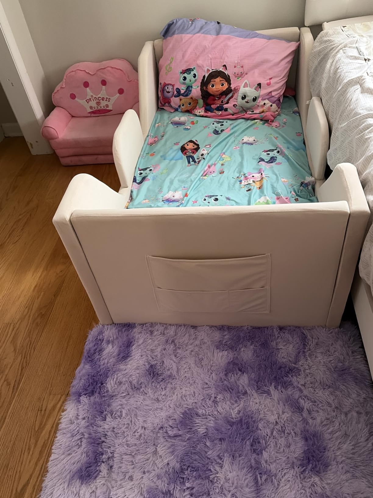 Zumspiel Toddler Floor Bed with Removable Safety Rails and Storage Bag, Kids Bed for Girl and Boys, Standard Crib Size, Safety Upholstered Child Beds, Low to Floor Design customer photo 2