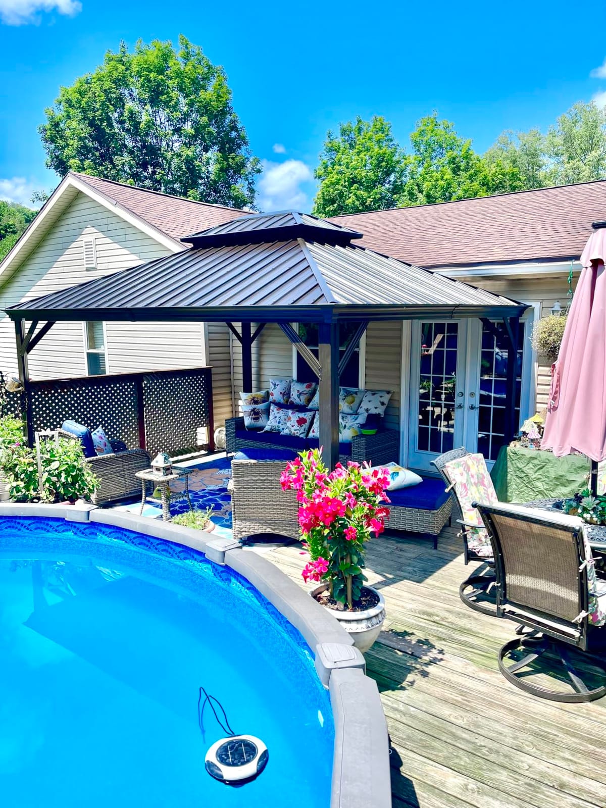 Domi 12x12 Hardtop Gazebo for Patio, Metal Gazebo with Gutters, Brown customer photo 1