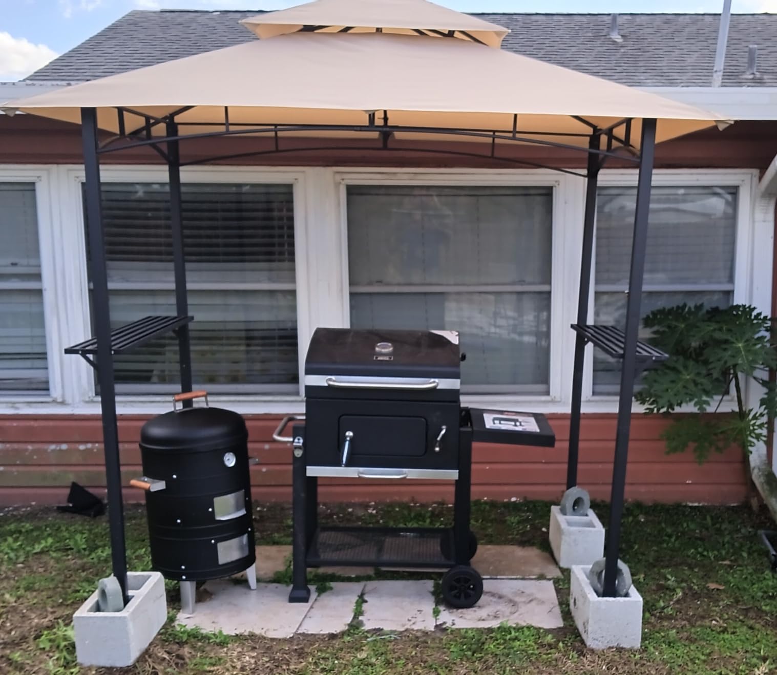 AECOJOY 8' x 5' Grill Gazebo, Grill Canopy for Outdoor Grill, 2- Tier BBQ Gazebo Shelter for Patio, Backyard and More (Wine Red) customer photo 1