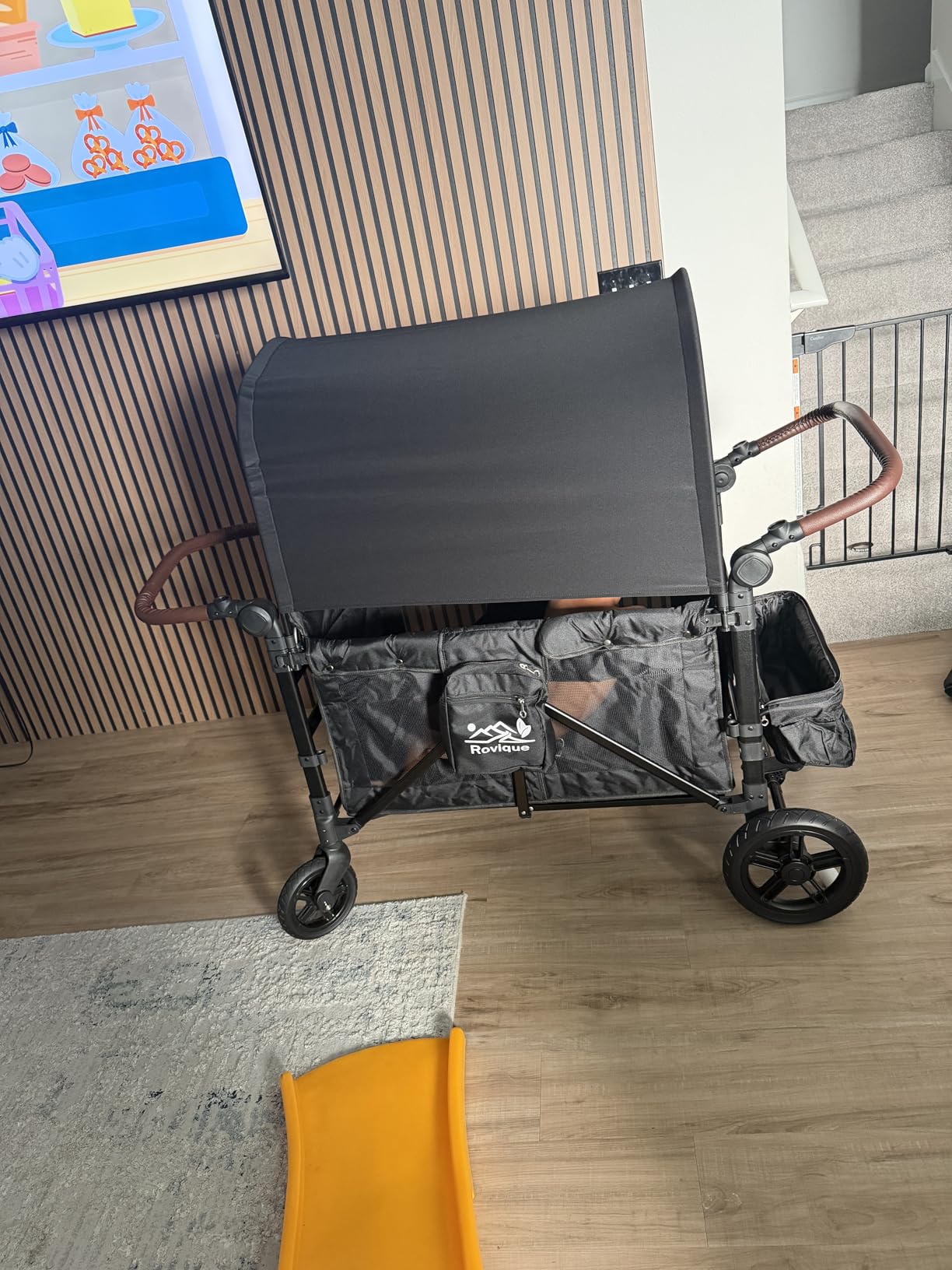 Rovique 4 Seater Wagon Stroller,Wagon Stroller for 4 Kids,Foldable (Black) customer photo 2