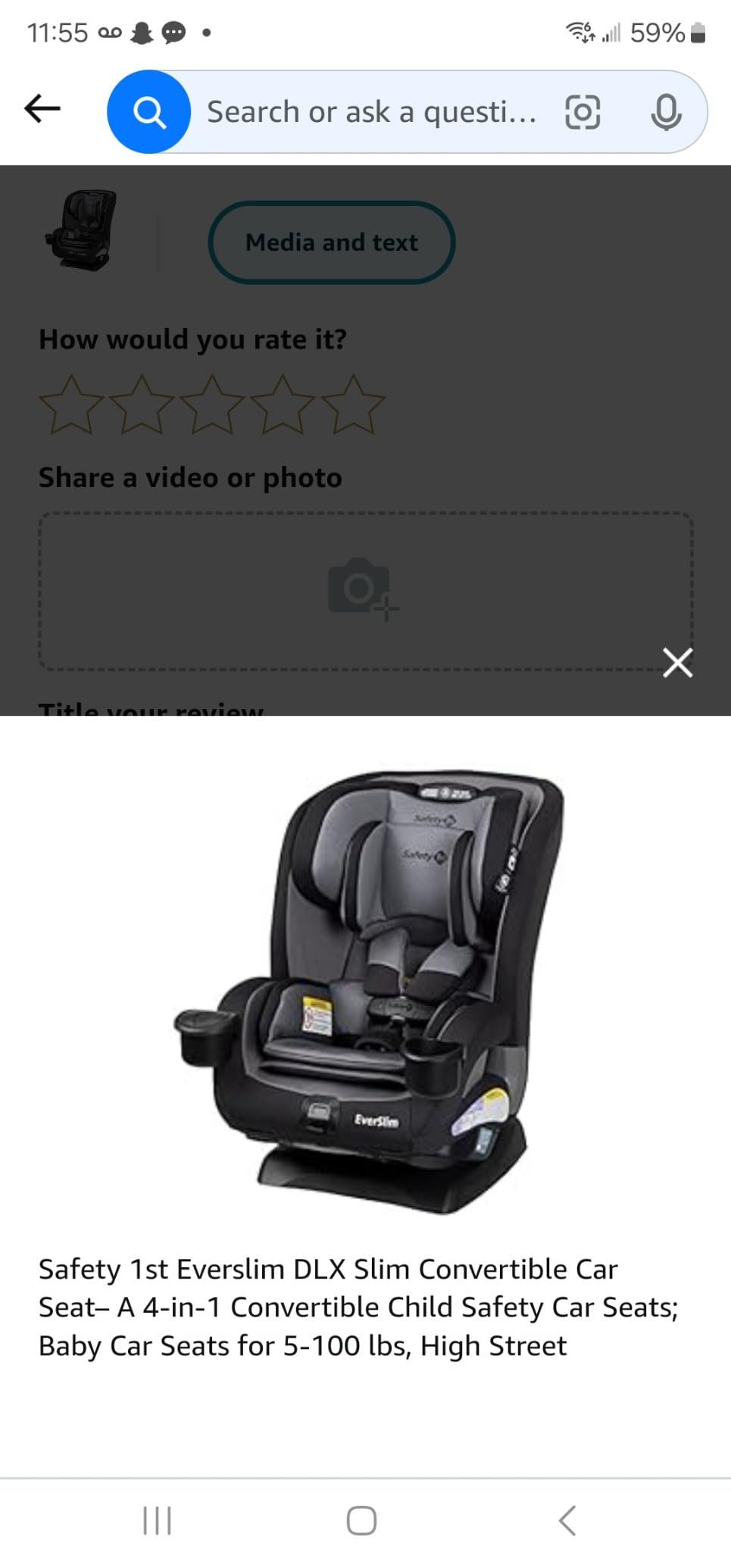 Safety 1st EverSlim 4-in-1 Convertible Car Seat, SecureTech Chest Clip, Ultra-Slim, 4-Mode Infant to Booster, Baby Car Seat, 5-100 lbs, Memory Foam, Fiddlehead customer photo 1