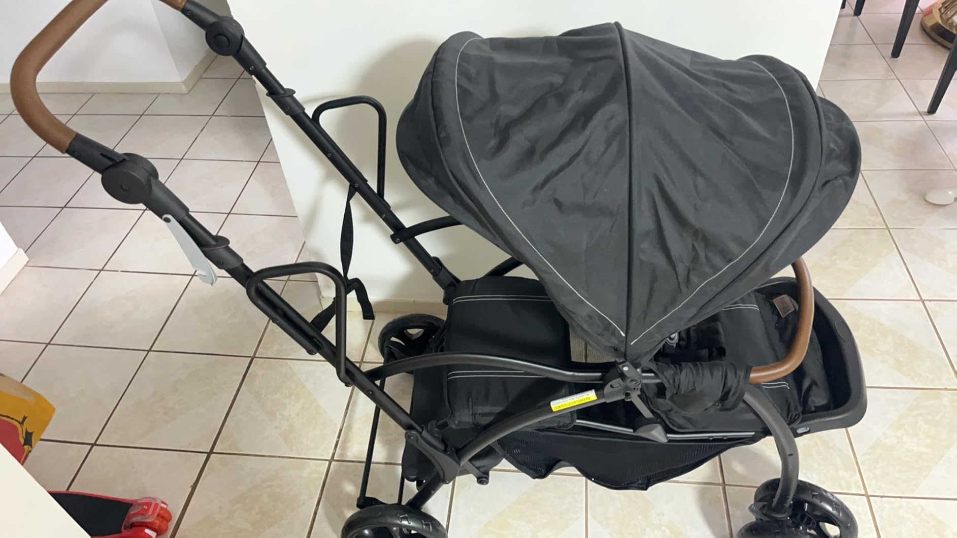 INFANS Sit and Stand Double Stroller, Foldable Tandem with Standing Platform Reclining Backrest, Adjustable Handlebar and Footrest, Storage Basket 5-Point Harnesses, Baby Pushchair for Toddlers customer photo 1