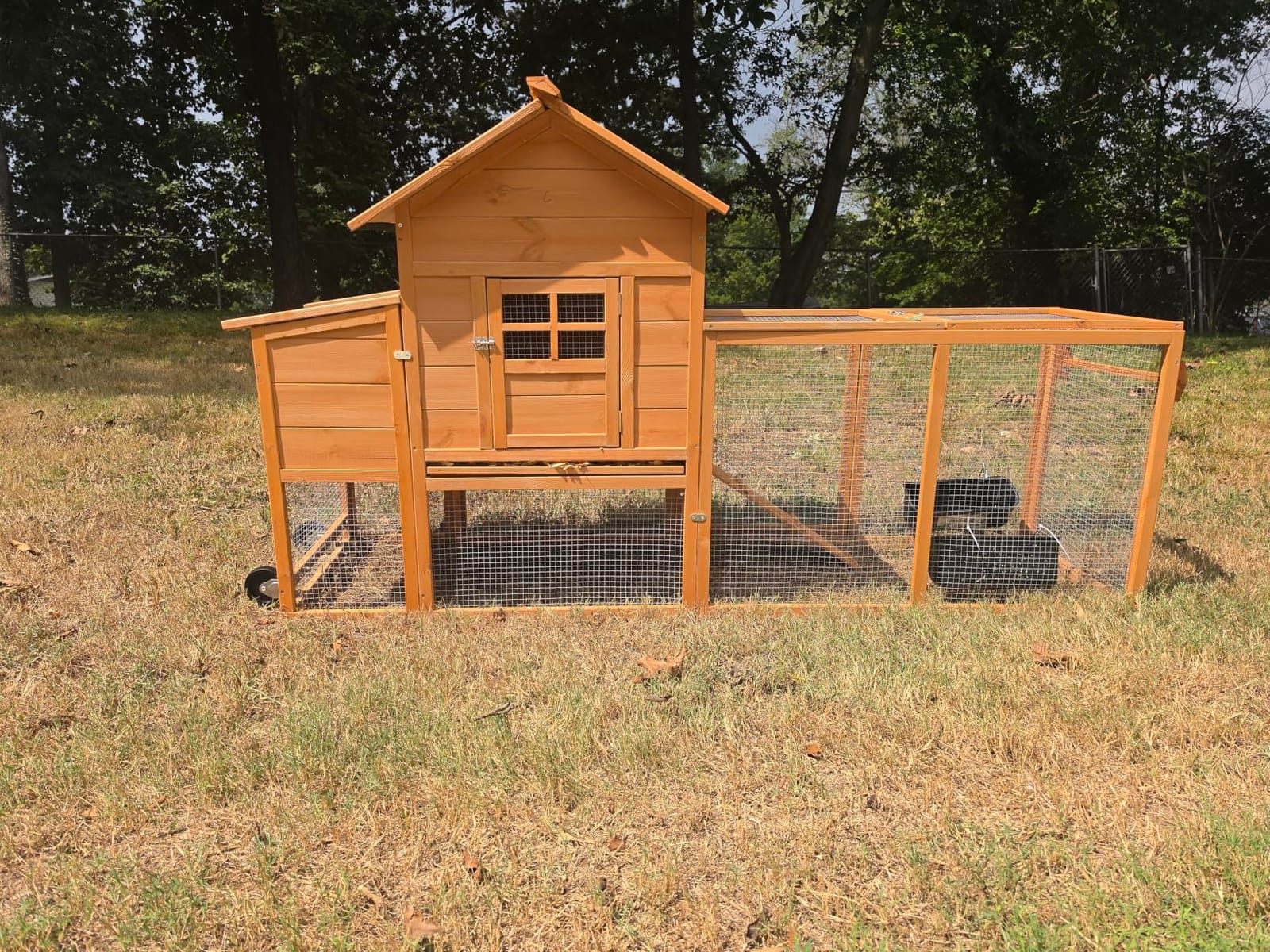 Outdoor Chicken Coop with Wheels, 79'' Mobile Chicken House for 4 Chickens customer photo 1