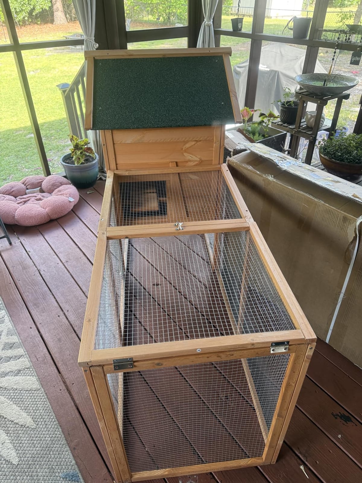 Outdoor Chicken Coop with Wheels, 79'' Mobile Chicken House for 4 Chickens customer photo 2
