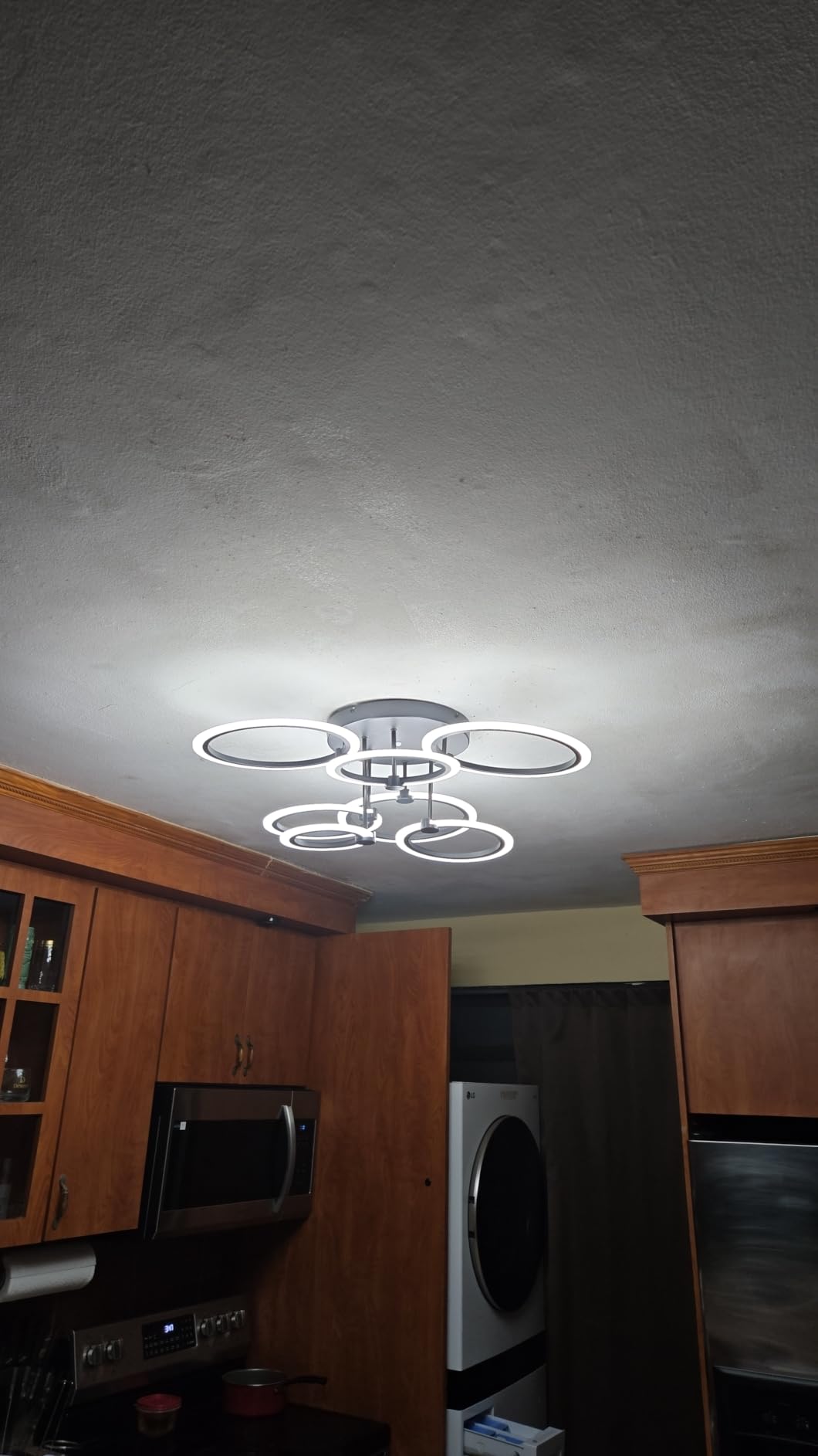 Smart LED Ceiling Light, 7-Ring Modern Flush Mount Fixture, 130W Dimmable 3000K–6500K, WiFi Alexa & App Control, Black Ceiling Light for Living Room Bedroom Kitchen (31.8