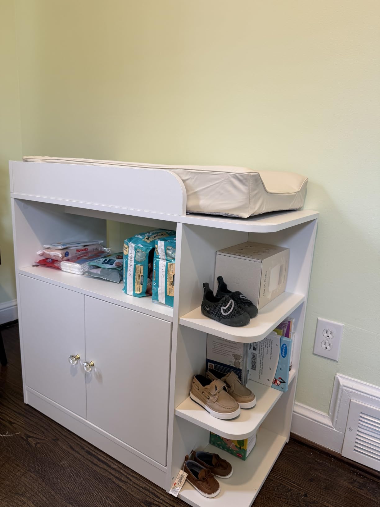 Wanan Changing Table Dresser with Large Cabinet for Nursery, Wood, White customer photo 1