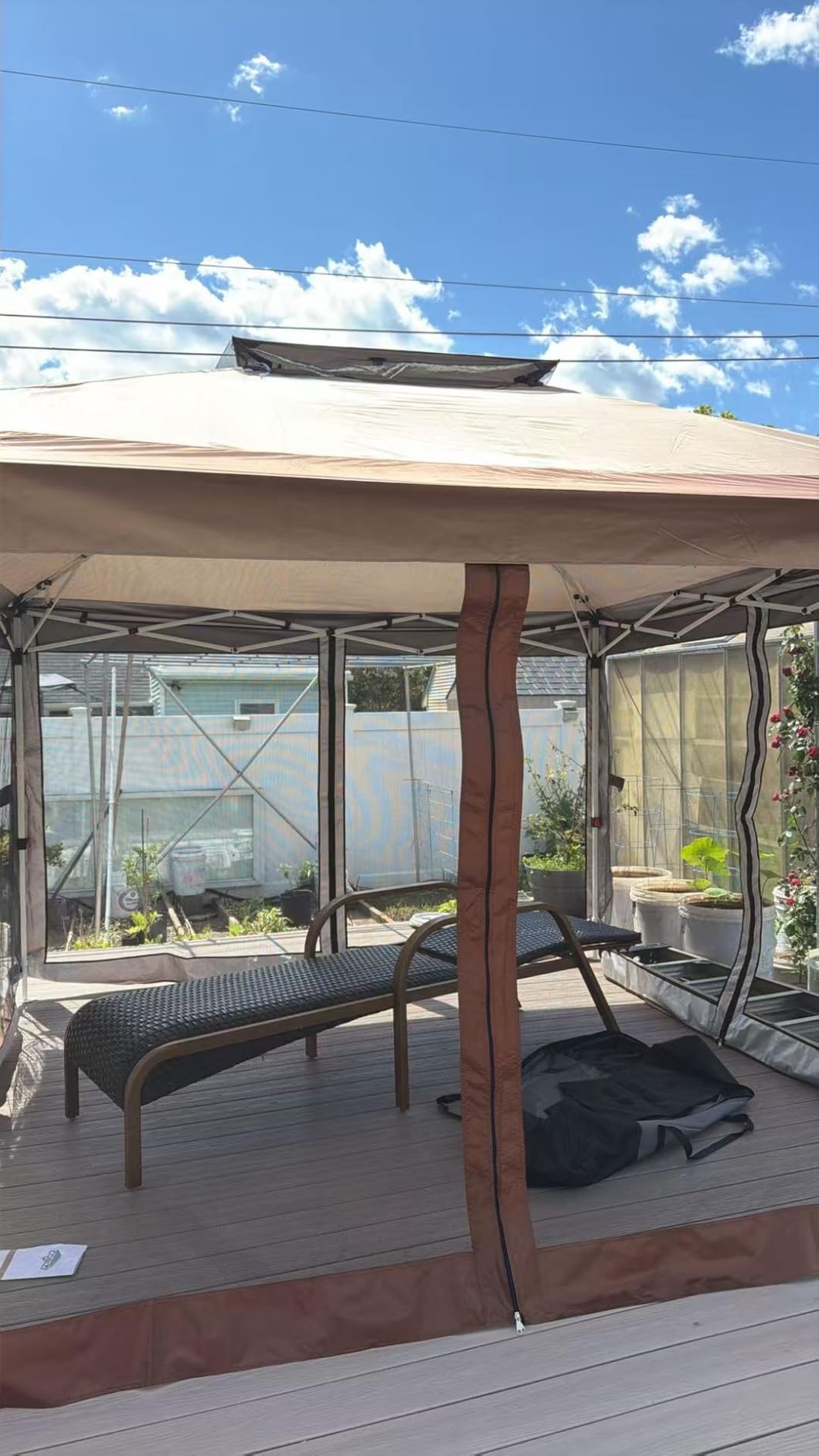 COBIZI 12x12 Pop Up Gazebos On Clearance - Upgrade Easy Up Metal Outdoor Gazebo Waterproof - Portable Gazebo with Mosquito Nettings, 4 Ropes 8 Stakes and Carry Bag for Patio Garden(Coffee) customer photo 1