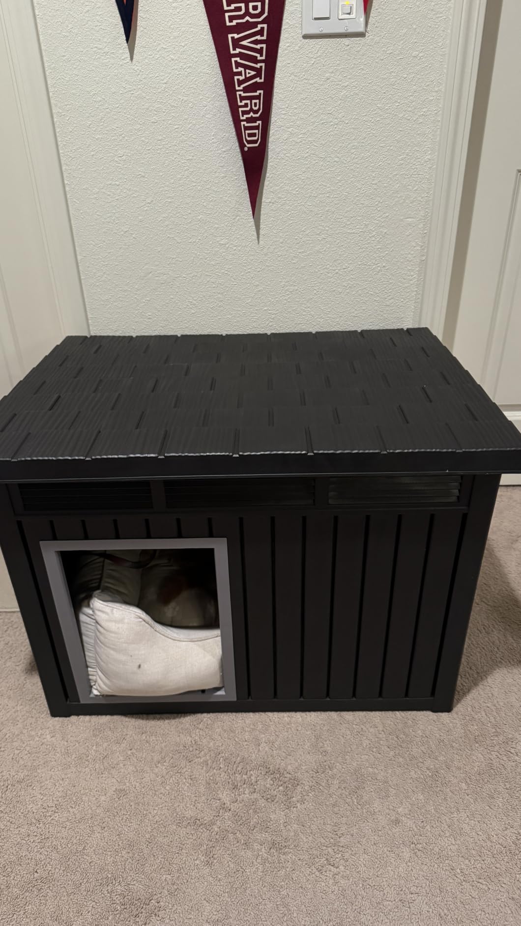 Vixzen Outdoor Duck House, PP Resin Material with Spacious Interior Poultry Shelter, Gas Strut Opening Top & Shutter Vents Chicken Coop for Easy Cleaning and Storage Use in Outdoor(Black) customer photo 2