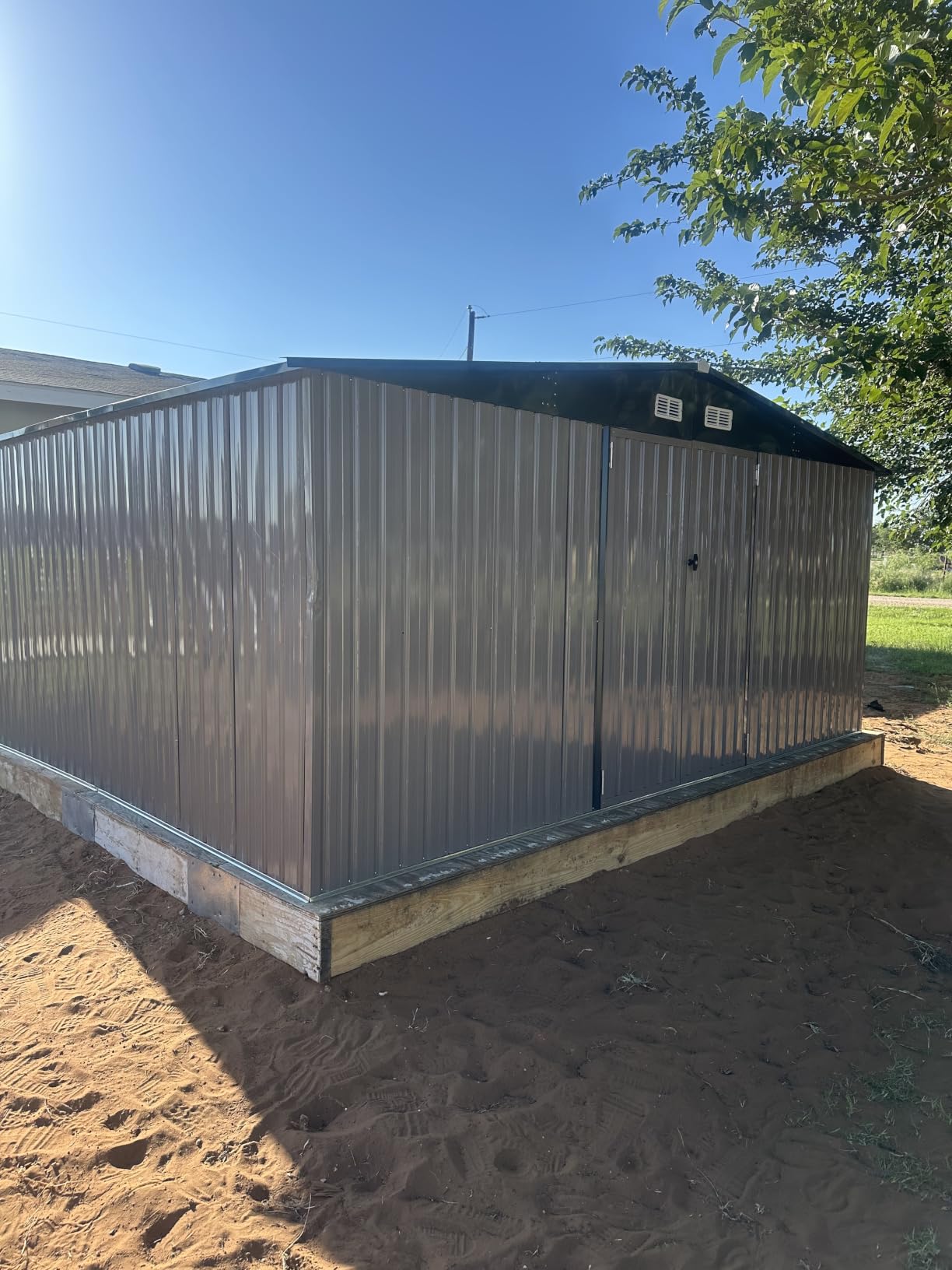 Aoxun 10x12 FT Outdoor Storage Shed with Lockable Double Door, Light Brown customer photo 2
