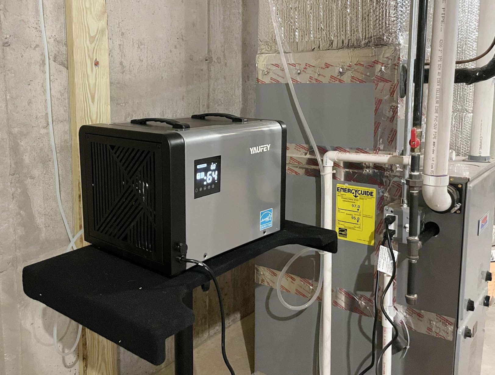 Yaufey 70 Pints Energy Star Commercial Dehumidifier with Drain Hose for 5000 Sq. Ft. Crawl Space, Basement, Industrial, 10-90% RH Humidity Control, 24/7 Continuous Drainage,TUV Certified,5-Yr Coverage customer photo 2
